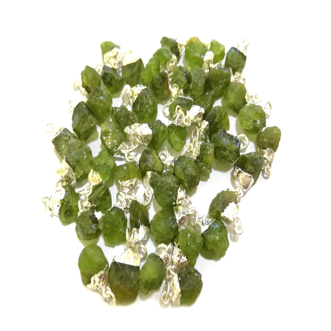 Gemstone Raw Gold Electroplated Cap Pendant Size: 10-14mm
