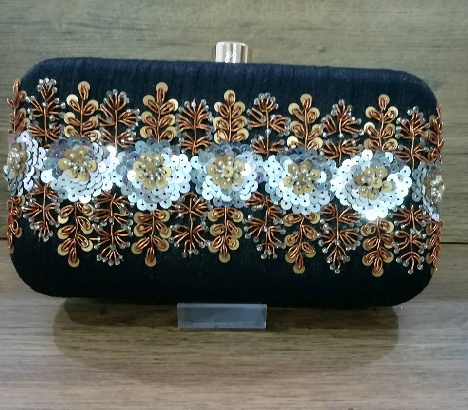 Black Ladies Square Shape Handmade Clutch