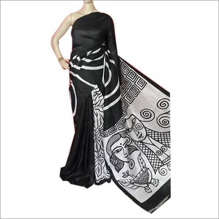 Ladies Designer Hand Painted Pure Silk Saree