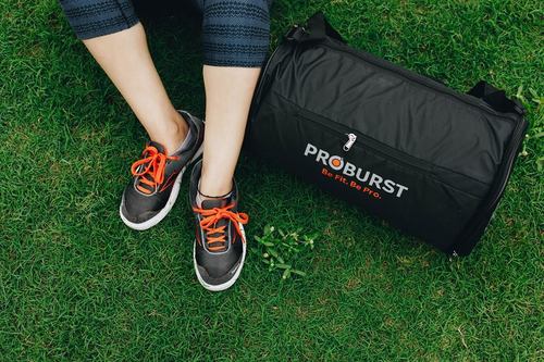 Gym Bag - Nylon, 30 Liter, 32x32cm | Black Color, Customized Design, Zip Lock System, Lightweight at 300 Grams, With Handles