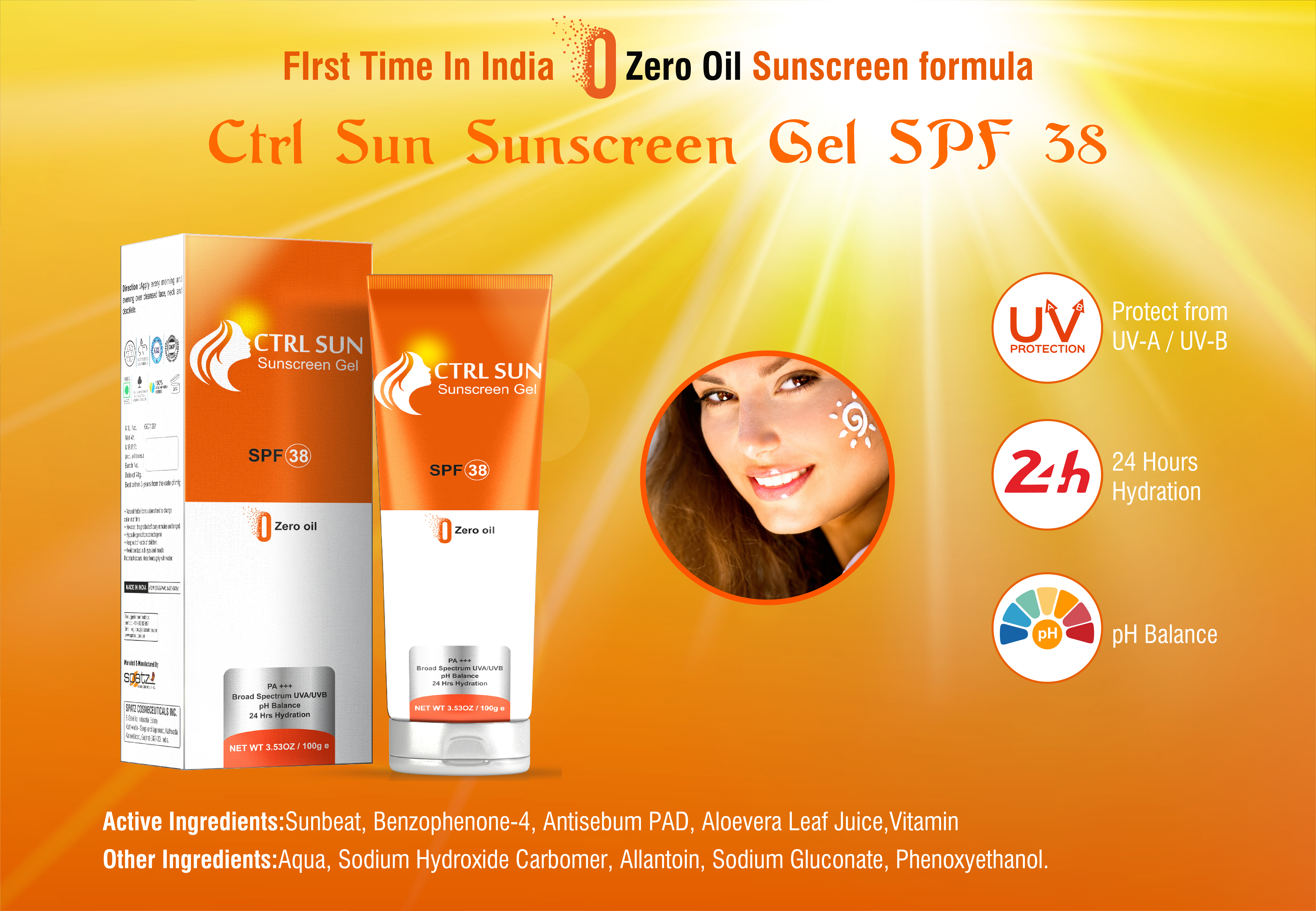 Sunscreen Gel - 100gm Tube, White Gel Form | Uv Blocking, Waterproof, Non-greasy Hydration For All Skin Types, Anti-ageing Protection