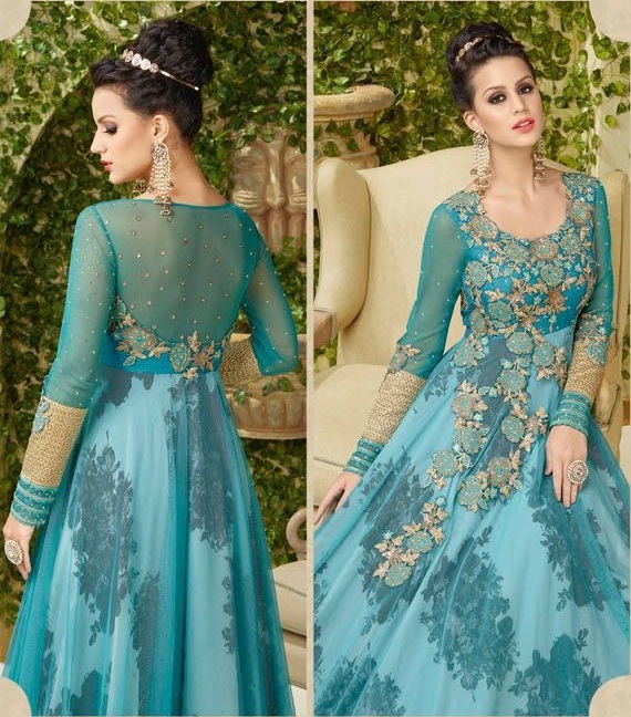 Sky Blue Anarkali Salwar Kameez