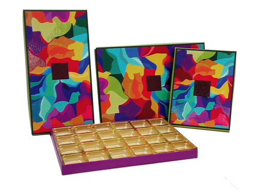 Chocolate Box 24 Pcs - Cardboard, 12"x8.5", Multi-Color, 1.2mm Thickness | Handmade, Spot UV Finish, Lightweight, 30 Pieces per Pack