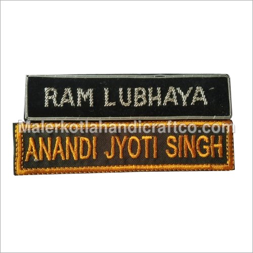 Black And Golden Army Embroidery Name Plate