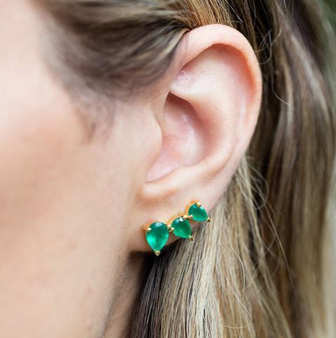 Pear Gemstone Prong Set Ear Climbers - Stone Size 6x4mm 7x5mm 8x6mm - 925 Silver Earring