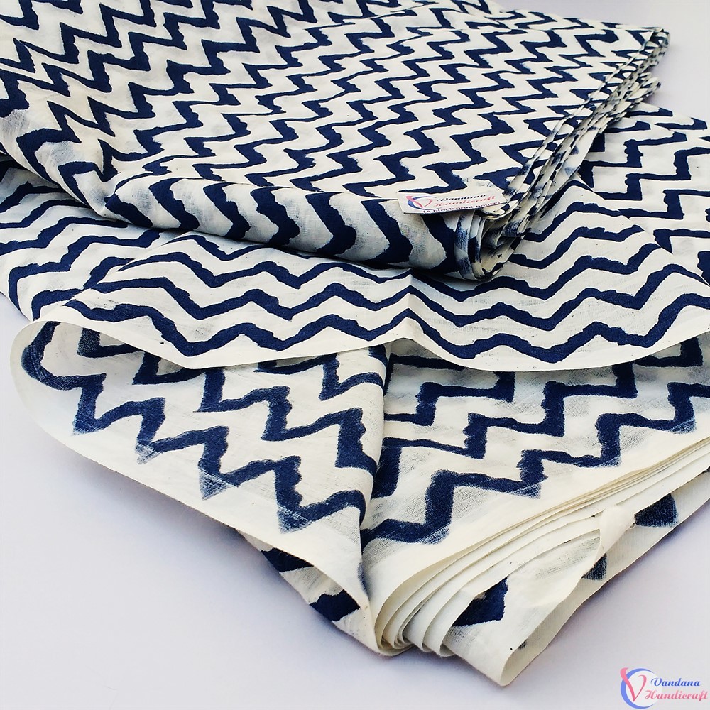Lehriya Hand Block Printed Cotton Fabrics - 100% Cotton, 44 Inches Wide, Multicolor | Light In Weight, Exceptionally Soft, Washable, Colourfastness, 97 Approx Length