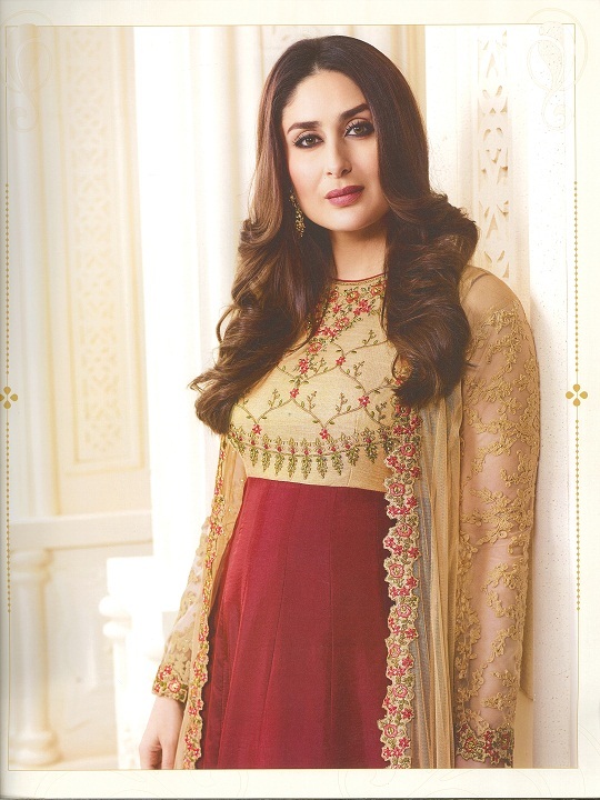 Cream Net Anarkali Suits