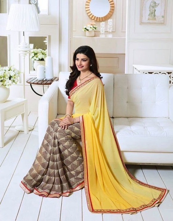 Yellow Georgette Saree