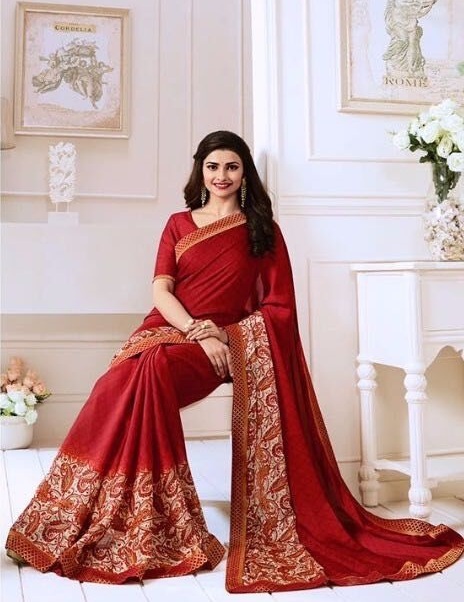 Georgette Red Saree