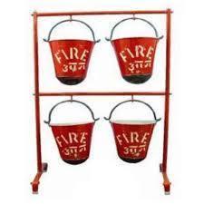 Fire Bucket Stand - Heavy Duty G.I., 9 Litres Capacity, Fire Red with Visible 'FIRE' Markings | Ideal for Fire Emergency Use, Easy Handling Design