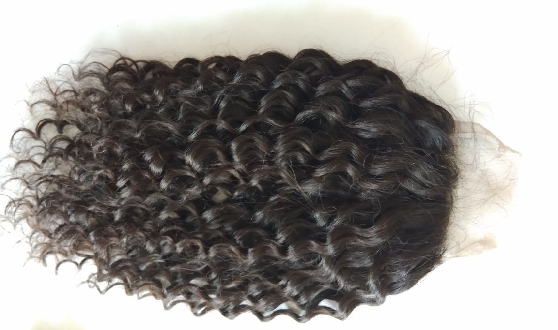 Natural Black Best 100% Temple Loose Curly Hair Hd Transparent Lace Closure