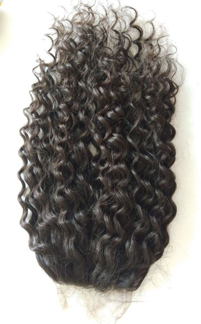 Natural Black Best 100% Temple Loose Curly Hair Hd Transparent Lace Closure
