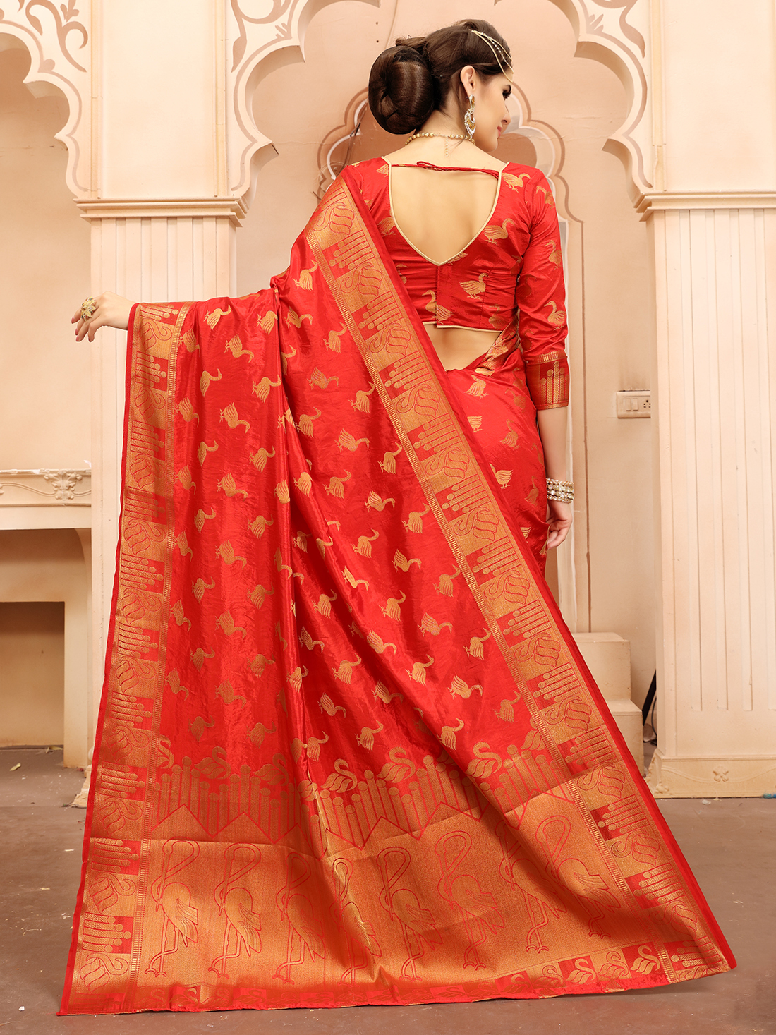 Crepe Red Saree