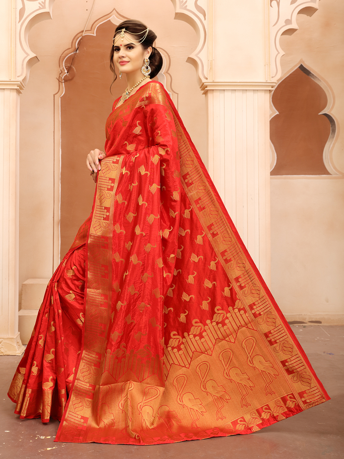 Crepe Red Saree