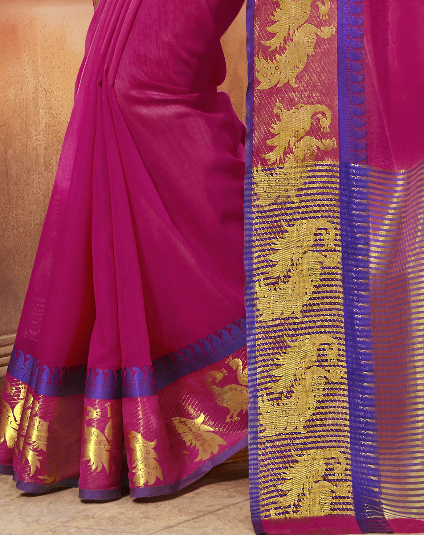 Khadi Silk Saree - Dark Pink Color With Matching Blouse | Ethnic Dress, Short Sleeves, Durable And Exquisite Design