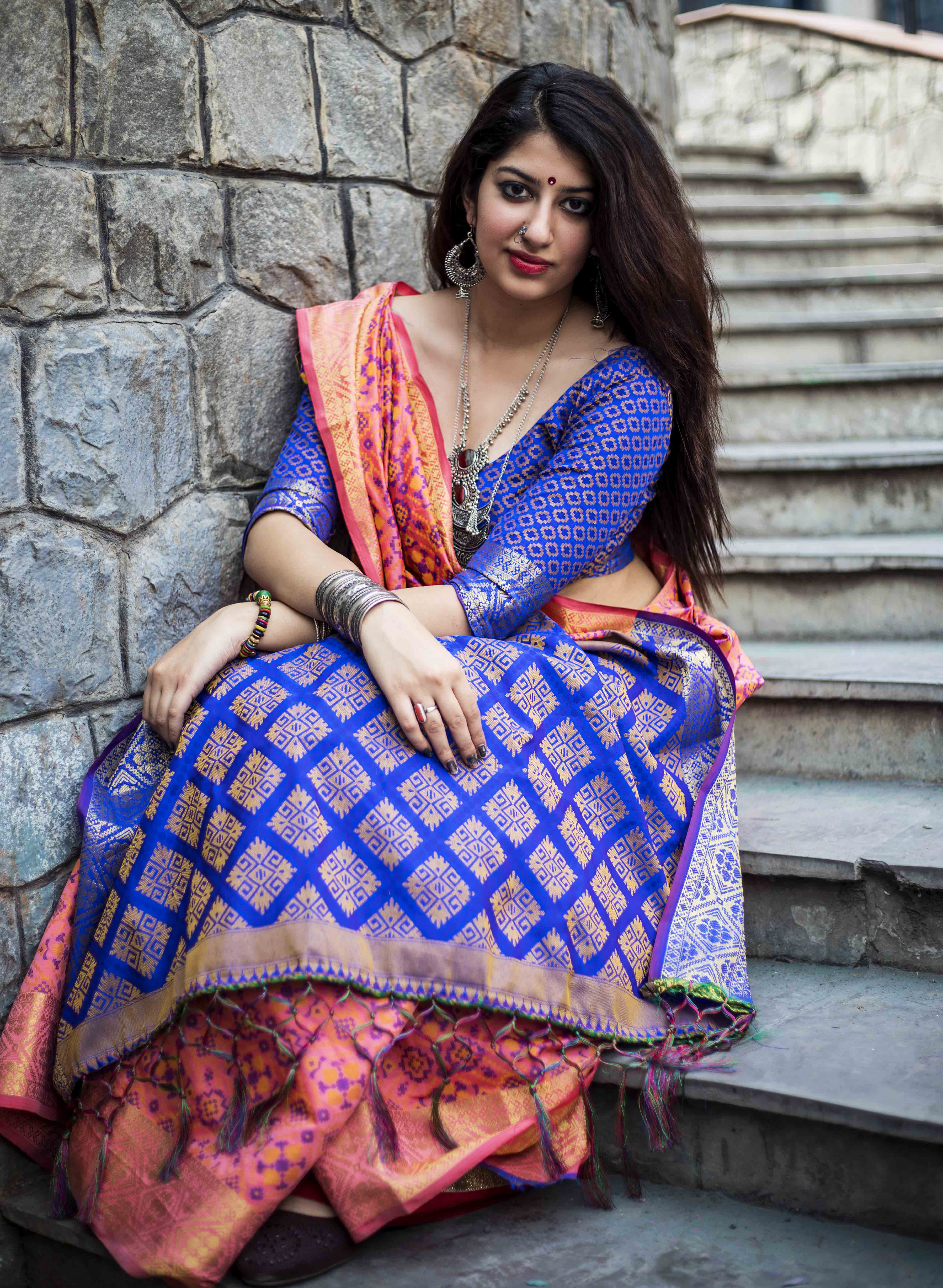 Salmon Pink Patola Saree