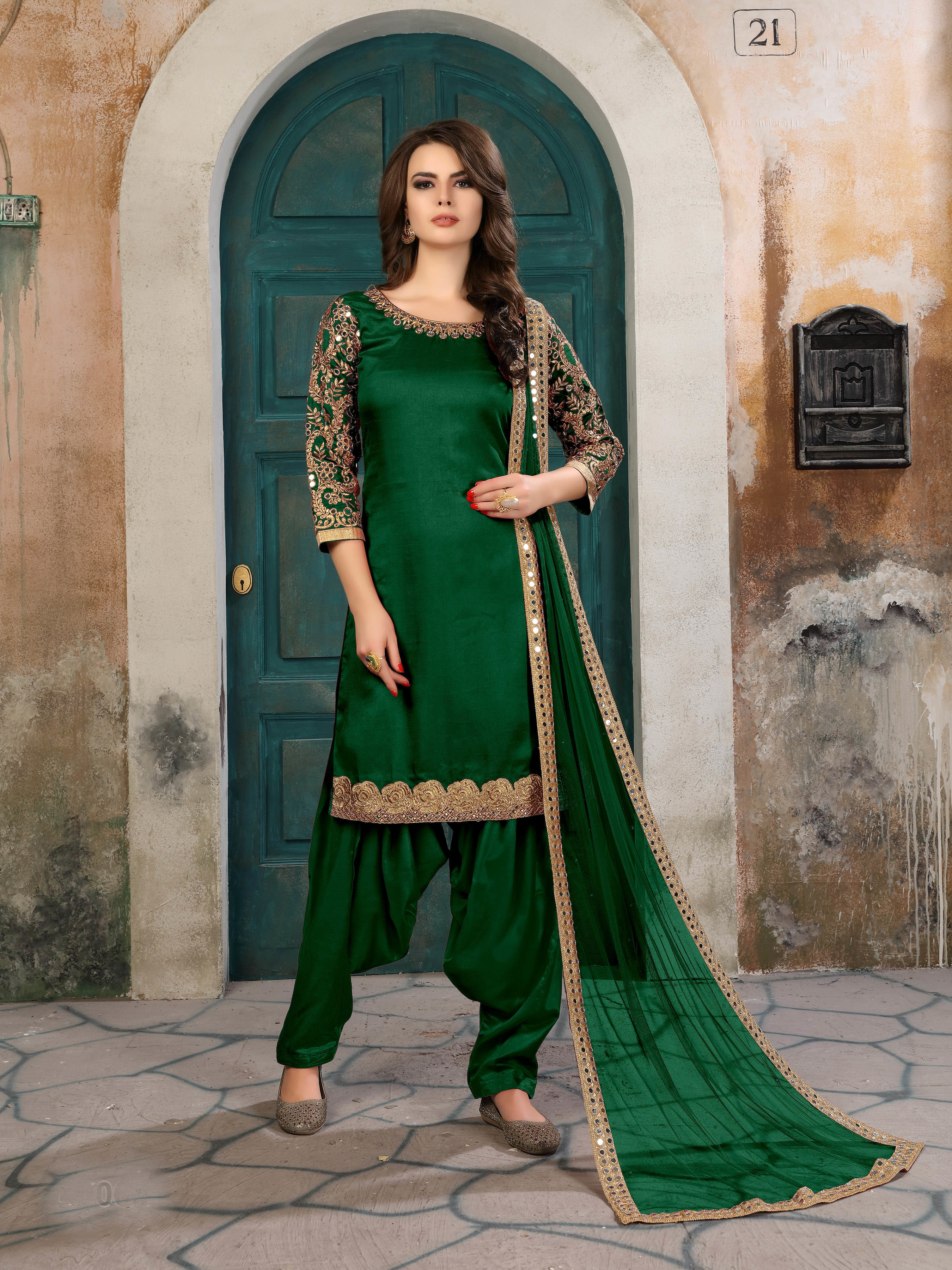 Designer Patiala Suits - Color: As Per Image