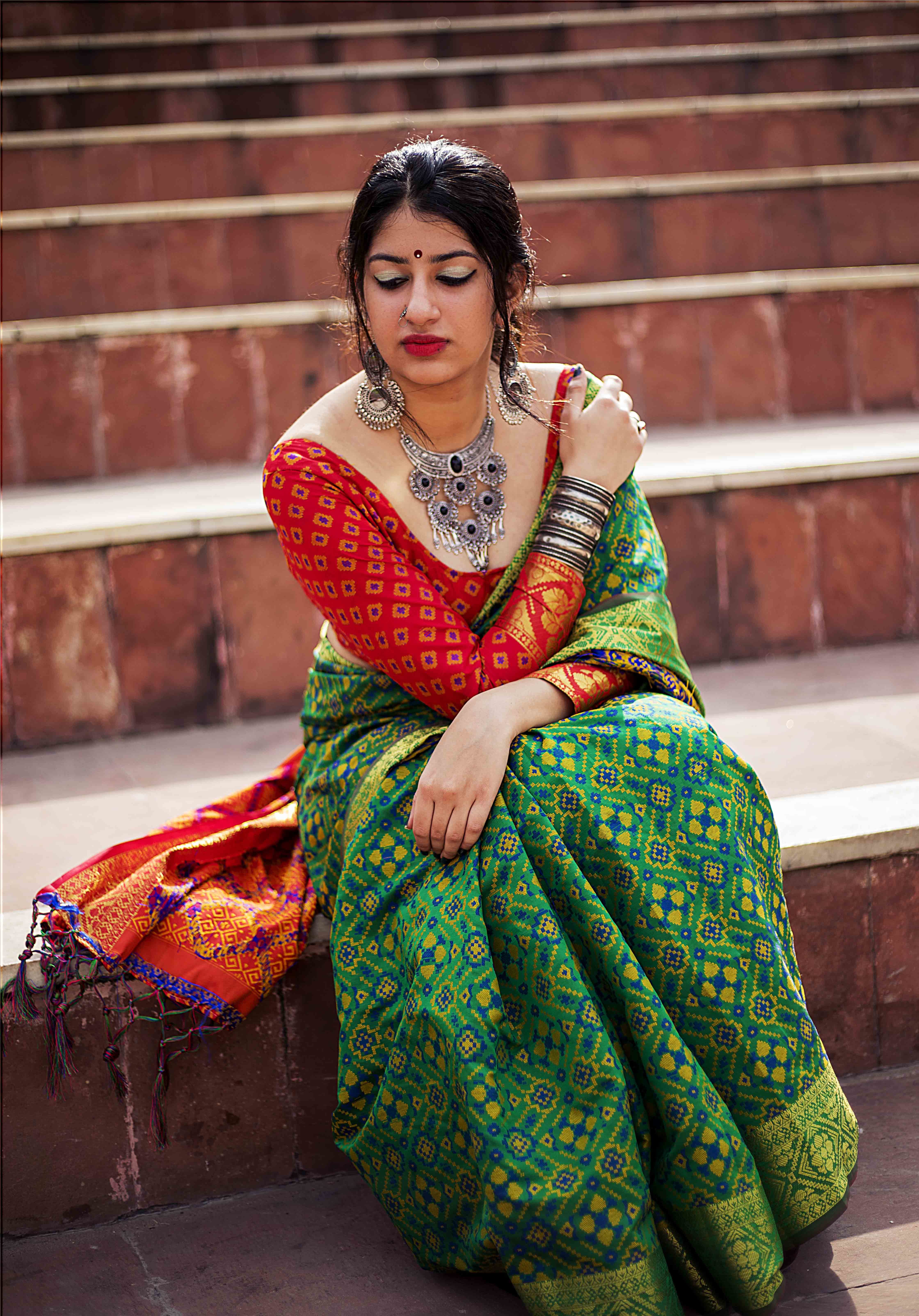 Green Linen Saree