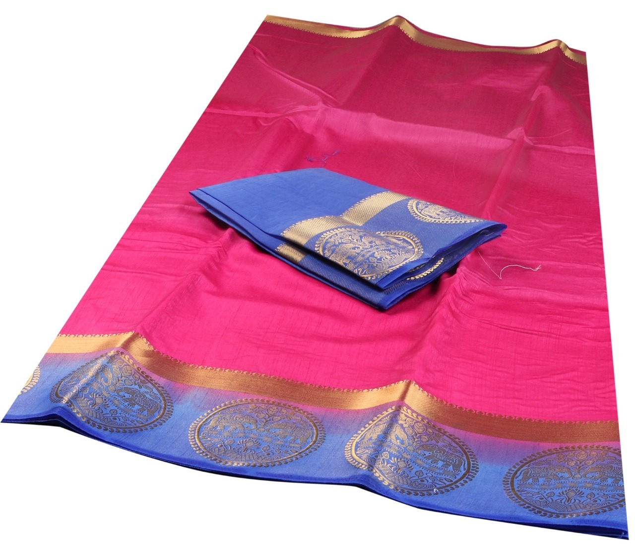 Indian Traditional Sari - Raw Silk Fabric, 5.5 Meters Length + 0.80 Blouse, Orange Color | Breathable, Washable, Printed Pattern, Traditional Bridal Style