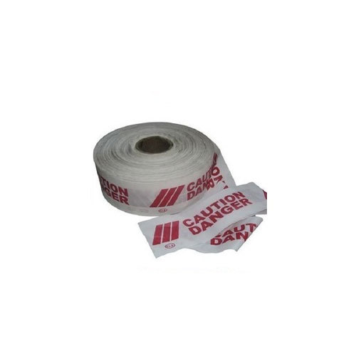 LD Caution Tapes - Plastic, 0.25x300 Meters | White with Red Color, High Strength Printed Polyethylene, Double Side Printed