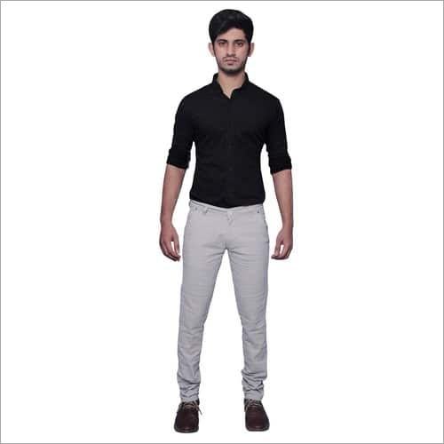 Grey Mens Chino Pants - Cotton Spandex, Slim Fit, Colors: Beige, Black, Magenta, Violet | Tear Proof, Shrink Resistant, Maximum Comfort