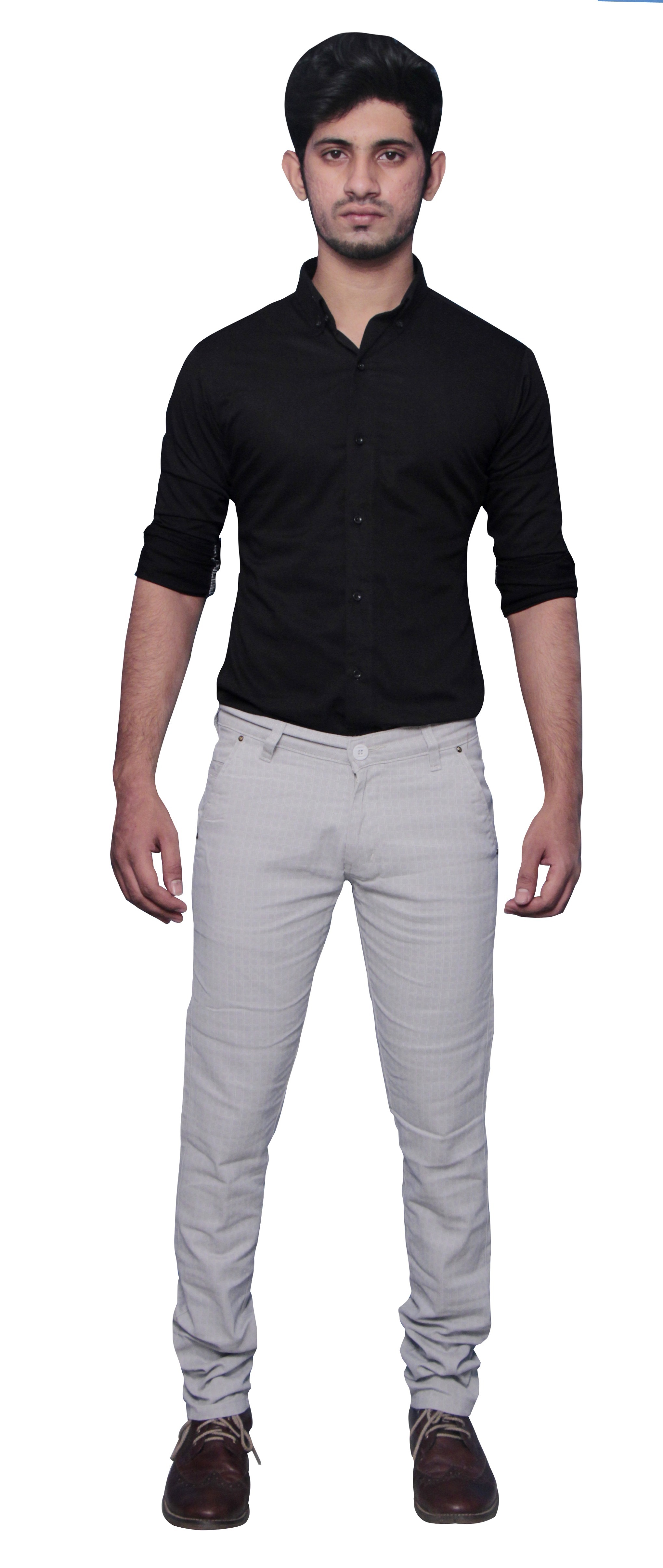 Grey Mens Chino Pants - Cotton Spandex, Slim Fit, Colors: Beige, Black, Magenta, Violet | Tear Proof, Shrink Resistant, Maximum Comfort
