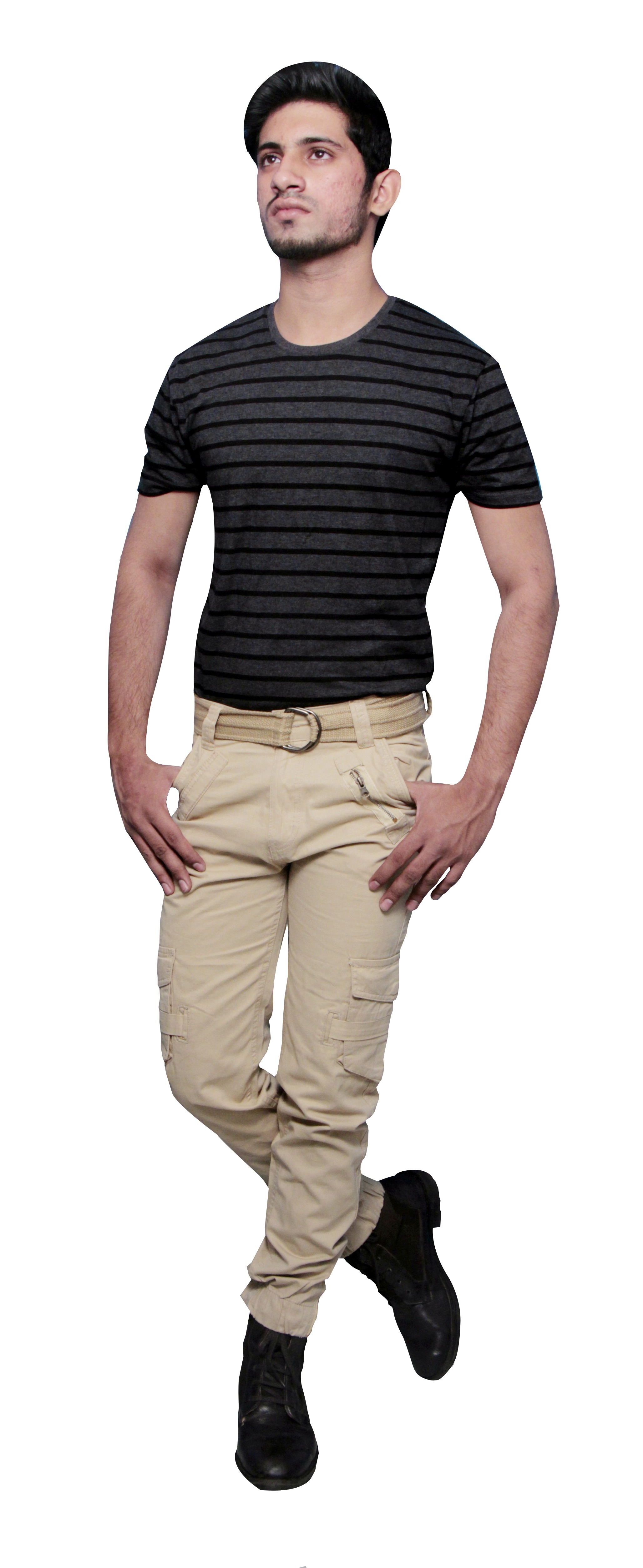 Available In Black Six Pocket Cargo Trousers