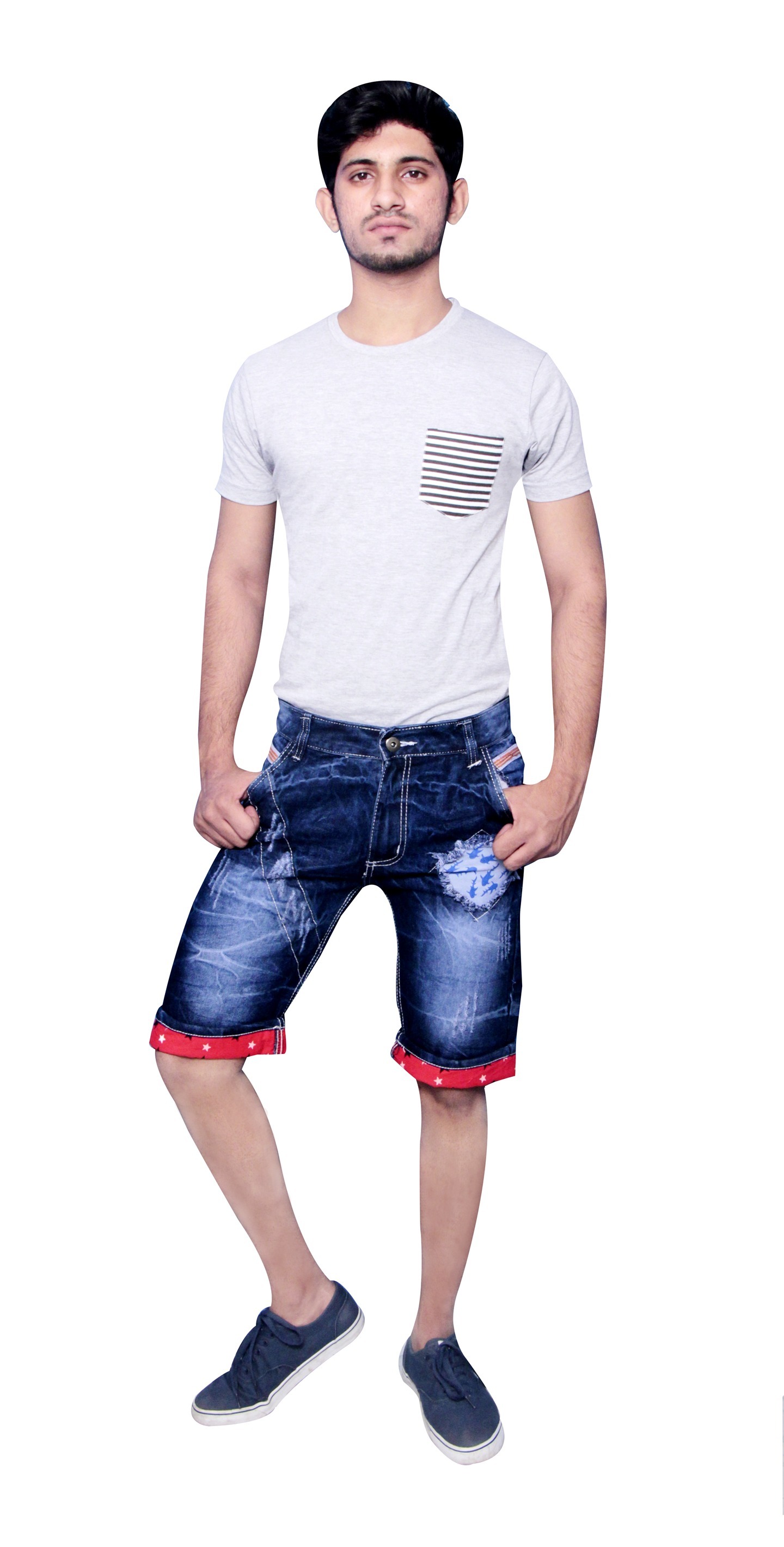 Mens Cotton Denim Shorts - Knee Length, Available In Small To Xl Sizes | Lightweight, Smooth Texture, Skin-friendly, Tear-proof, High Absorption