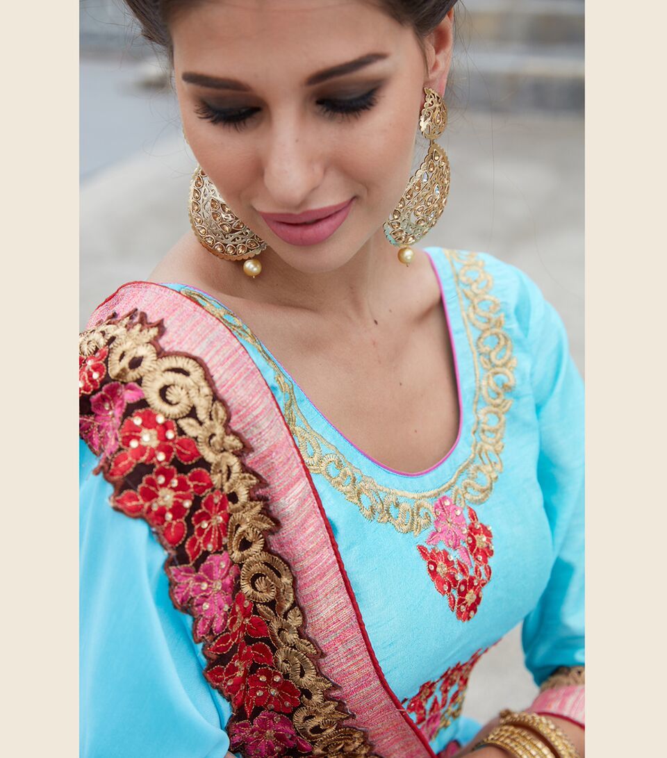 Sky Blue Butta Saree