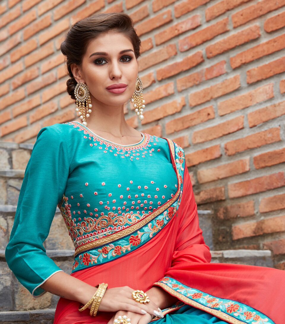 Sky Blue Branded Saree