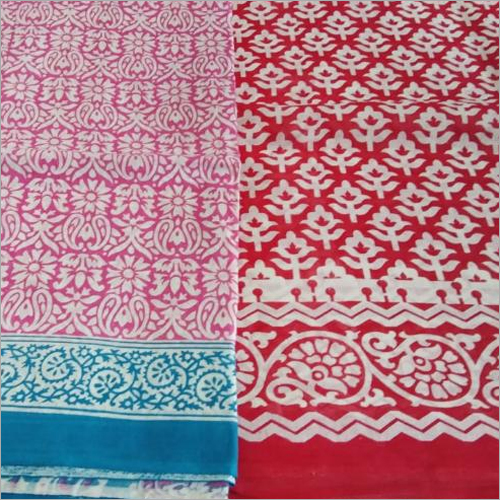 Pure Cotton Mulmul Block Printed Saree Without Blouse