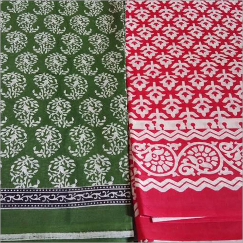 Pure Cotton Mulmul Block Printed Saree Without Blouse