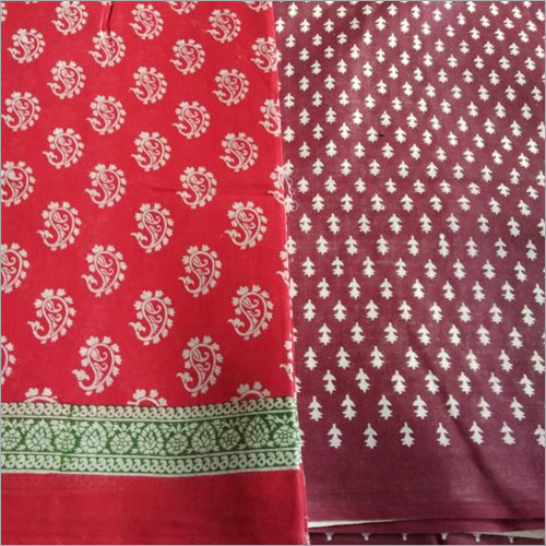 Pure Cotton Mulmul Block Printed Saree Without Blouse