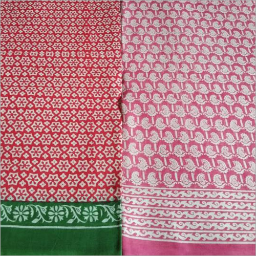 Pure Cotton Mulmul Block Printed Saree Without Blouse
