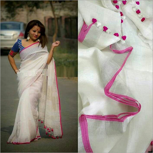 शुद्ध लिनन साड़ी