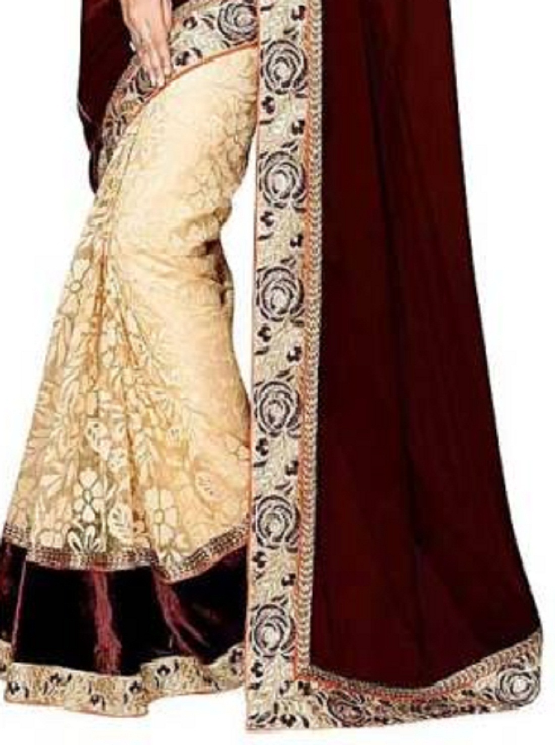 Cotton Cream & Coffee Saree
