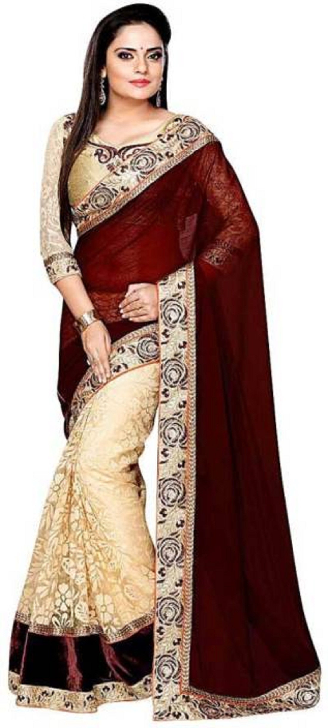 Cotton Cream & Coffee Saree