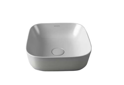 Tulip Thin Rim Basin - Ceramic, 390x390x140 mm , Above Counter Installation, White Color, One Piece Design, 9.8 kg Weight