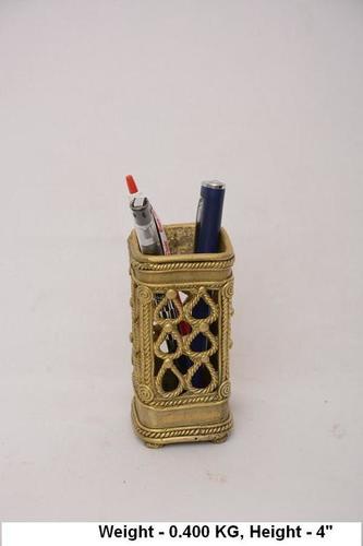 Golden Brass Jali Pen Stand