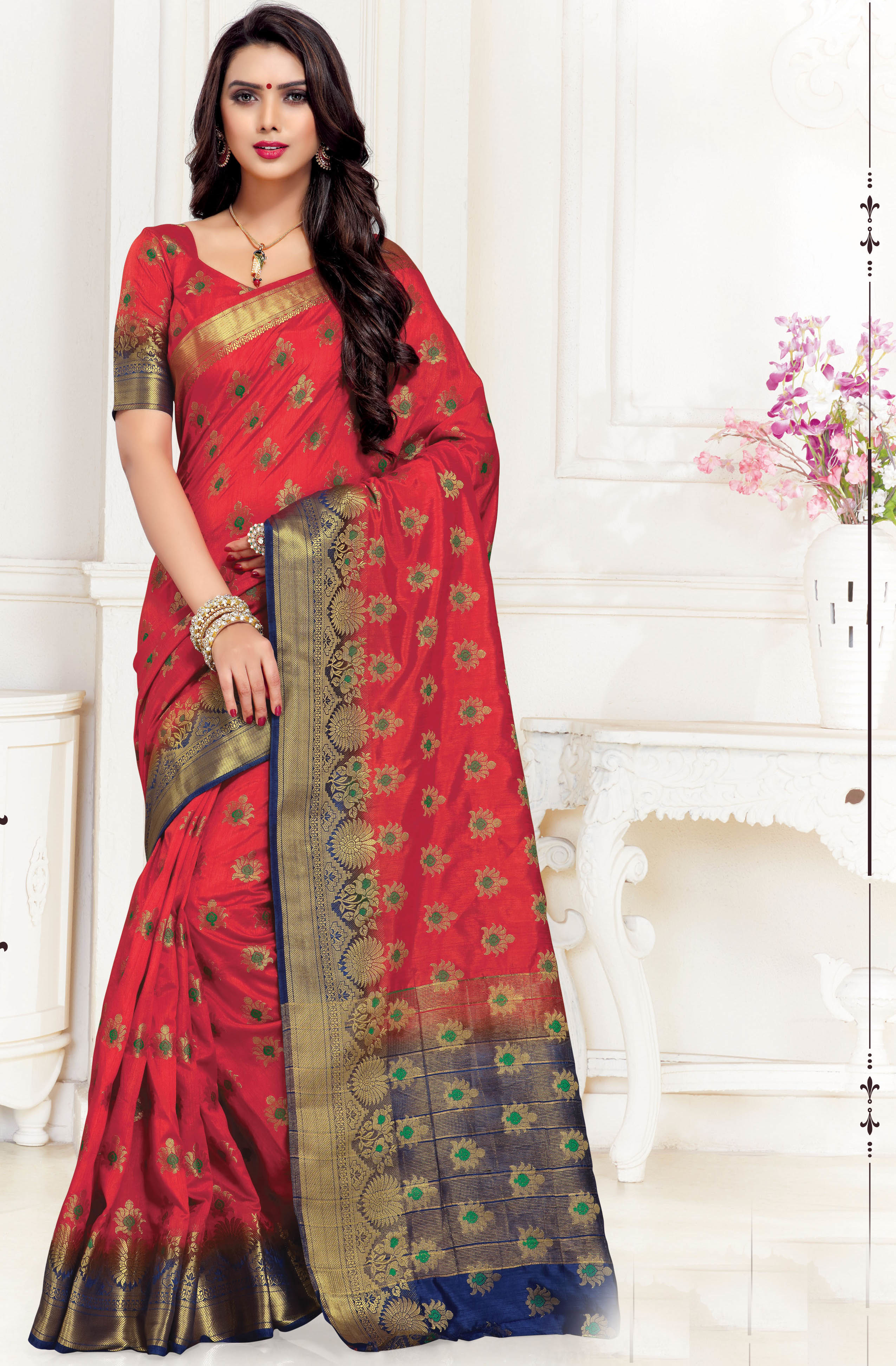 Traditional Uppada Silk Saree - Jacquard Work, Luxurious Silk Fabric, Elegant Design And Vibrant Colors