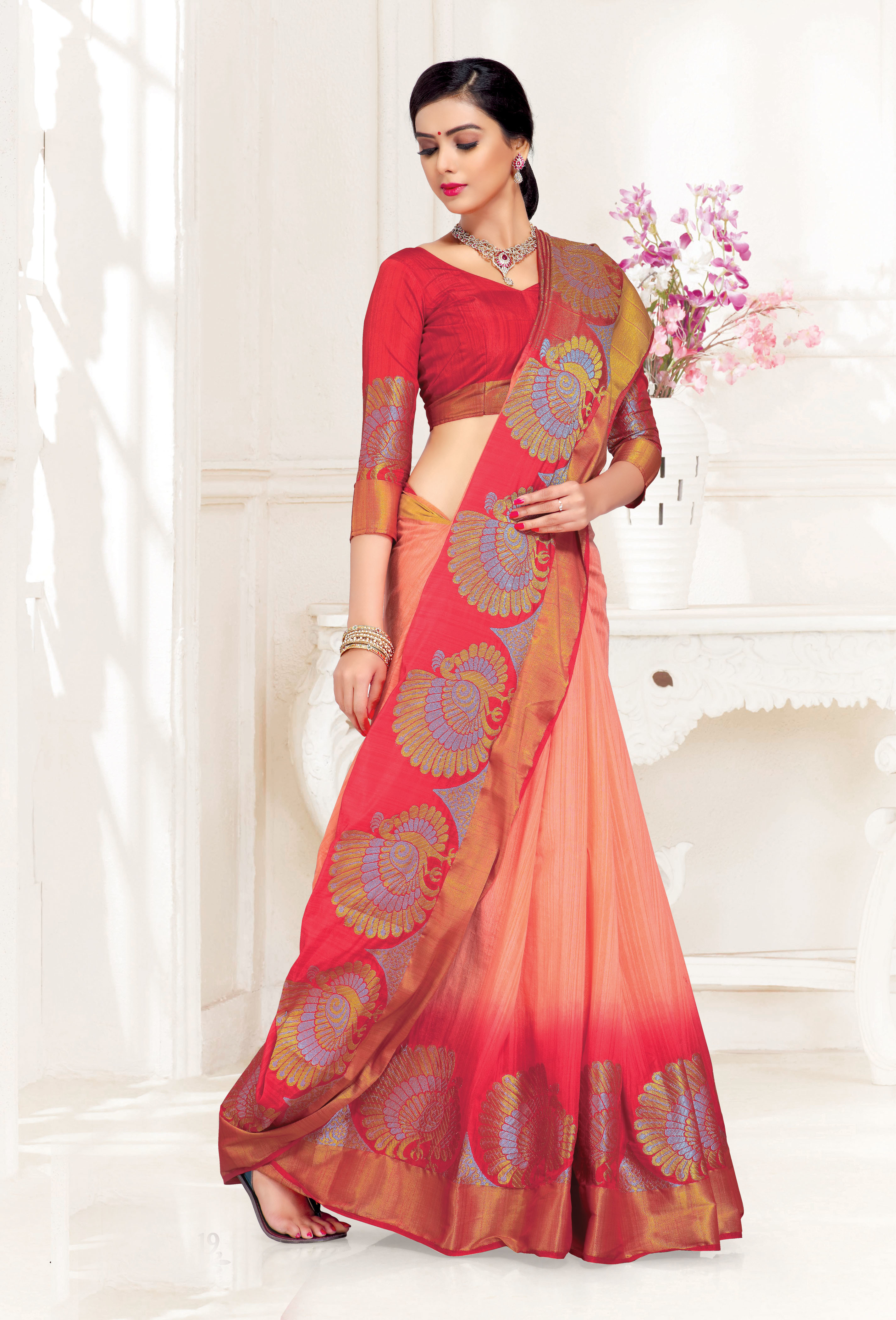 Traditional Uppada Silk Saree - Jacquard Work, Luxurious Silk Fabric, Elegant Design And Vibrant Colors