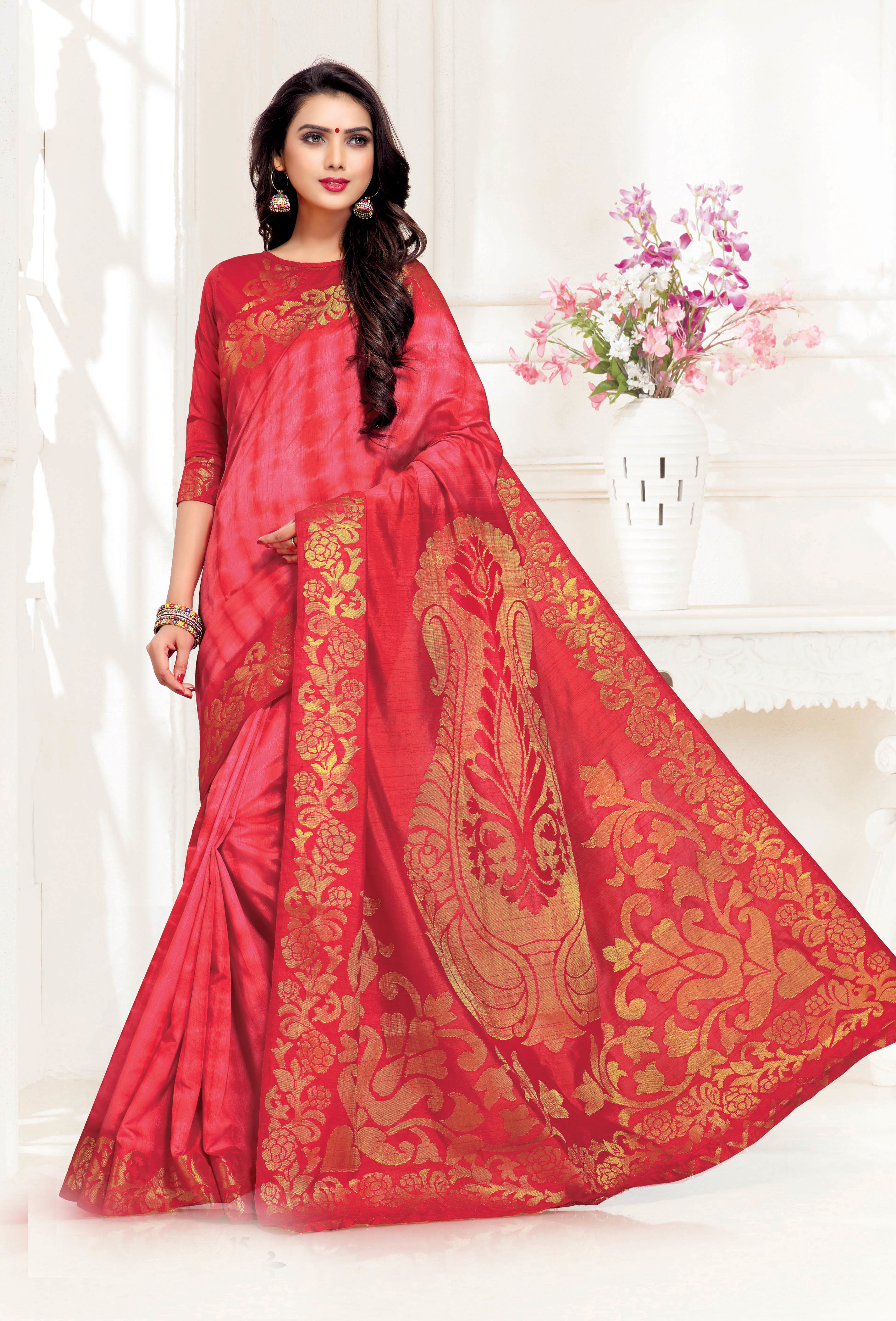 Traditional Uppada Silk Saree - Jacquard Work, Luxurious Silk Fabric, Elegant Design And Vibrant Colors