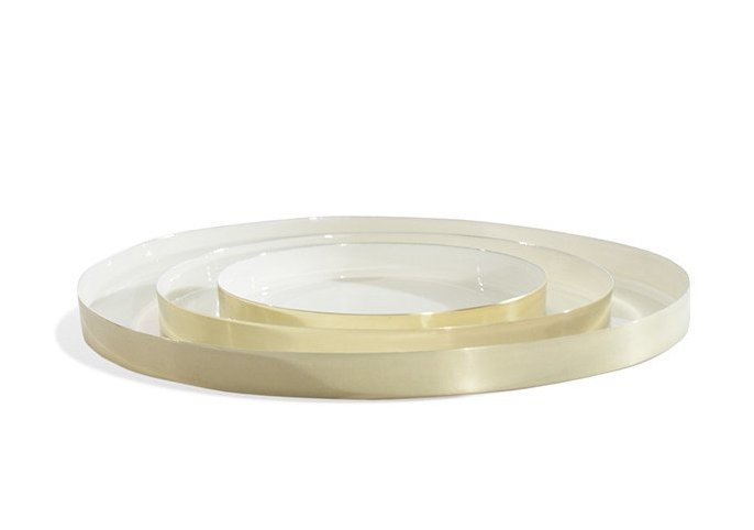 Brass Color Trays With Enamel