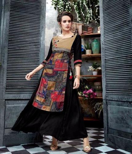 Black Georgette Printed Kurti