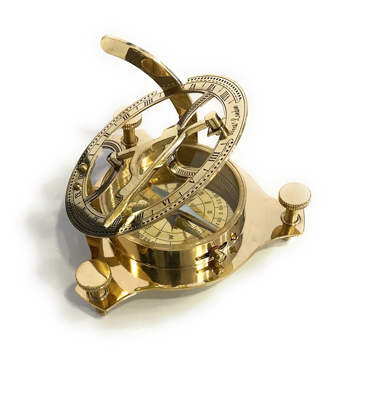 Metal 4" Sundial Compass - Solid Brass Sun Dial