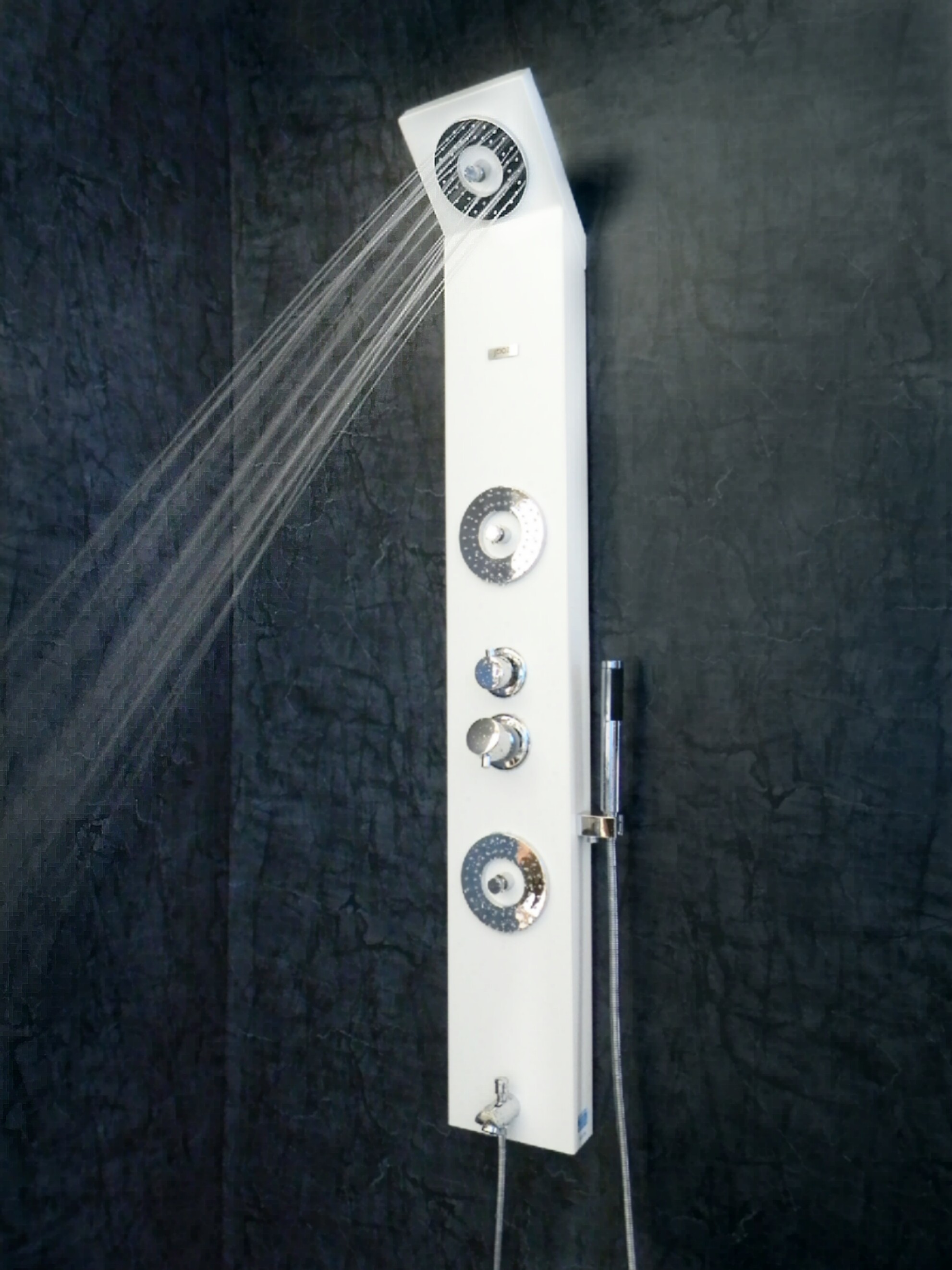 Neon Shower Panel - High Density Abs Plastic, 1480x200 Mm | Round Rainfall Shower Head With 76 Nozzles, Handheld Shower With 80 Nozzles, Relaxing Body Massage Jets