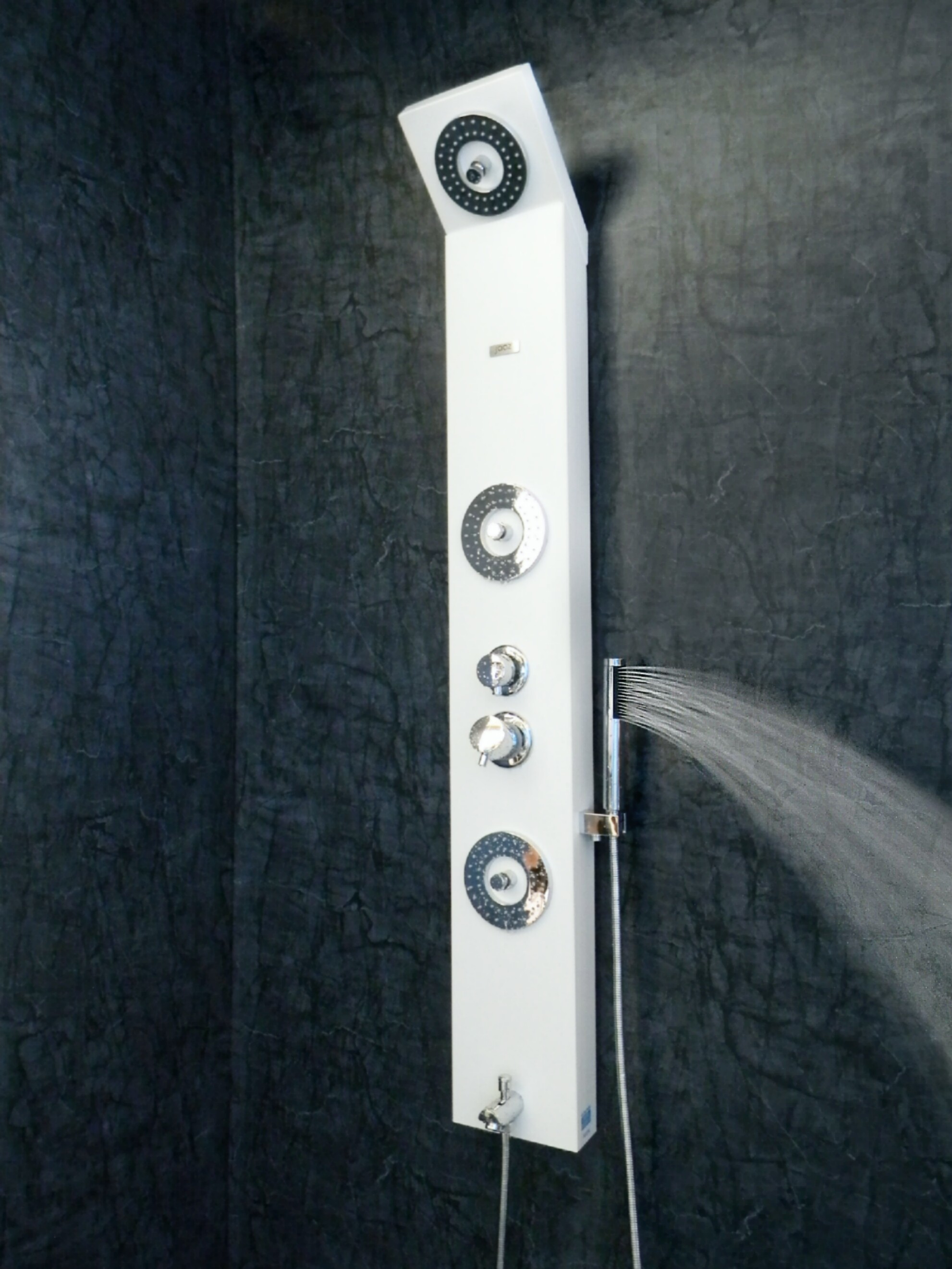 Neon Shower Panel - High Density Abs Plastic, 1480x200 Mm | Round Rainfall Shower Head With 76 Nozzles, Handheld Shower With 80 Nozzles, Relaxing Body Massage Jets