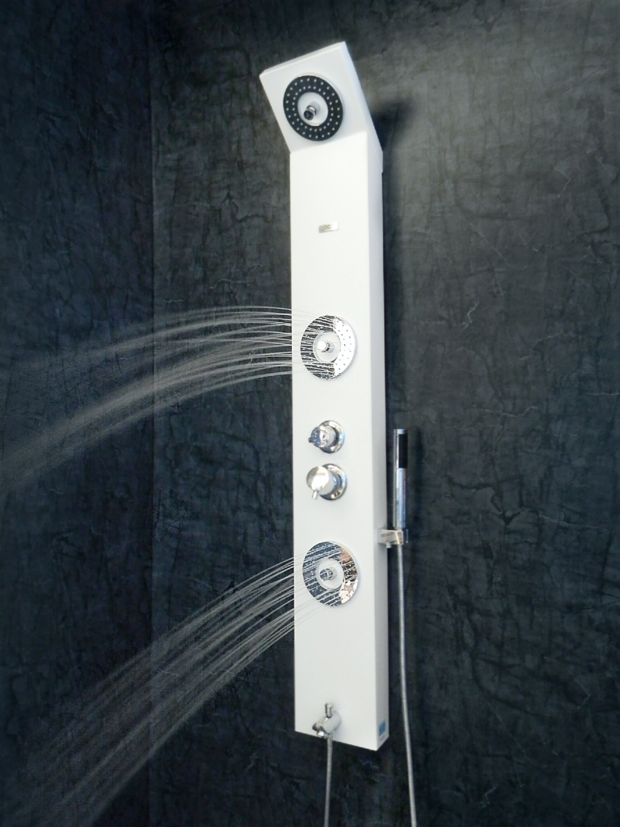 Neon Shower Panel - High Density Abs Plastic, 1480x200 Mm | Round Rainfall Shower Head With 76 Nozzles, Handheld Shower With 80 Nozzles, Relaxing Body Massage Jets