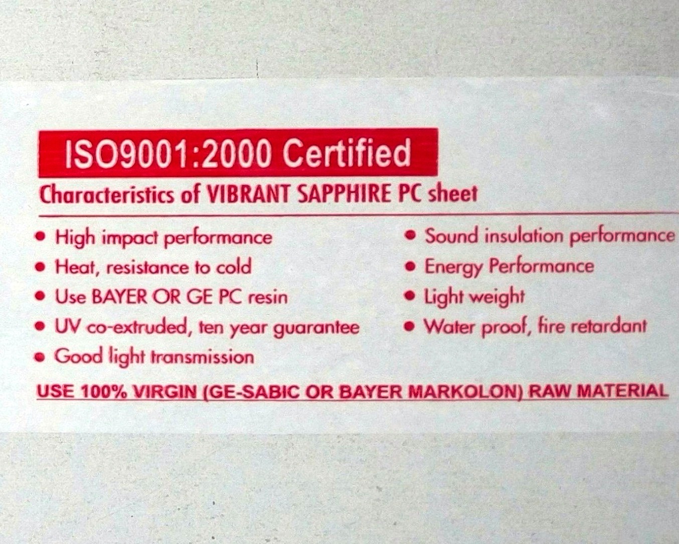 Polycarbonate Standing Seam Panel Length: 11.9 Meter (M)