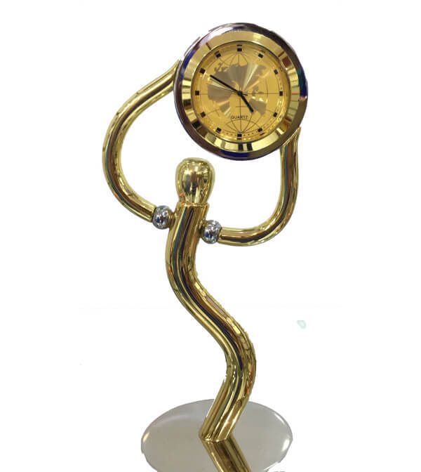 Golden Penstand With Table Clock